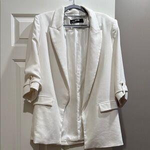 Zara Women's White Blazer Jacket - XL